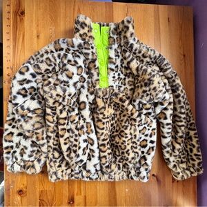 Treasure & bond cheetah print faux fur pullover size 7/8 NWOT